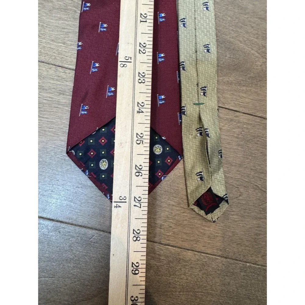 Tommy Hilfiger Tie Mens One‎ Size Burgundy Silk Nautical Flag Print Made USA